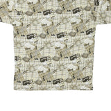 J G HOOK Mens Beige & Brown Golf Print Short Sleeve Polo Shirt L Cotton Blend