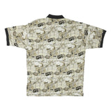 J G HOOK Mens Beige & Brown Golf Print Short Sleeve Polo Shirt L Cotton Blend