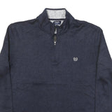 CHAPS Mens Navy Blue Plain Pullover Jumper Half Zip Crew Neck XL Casual