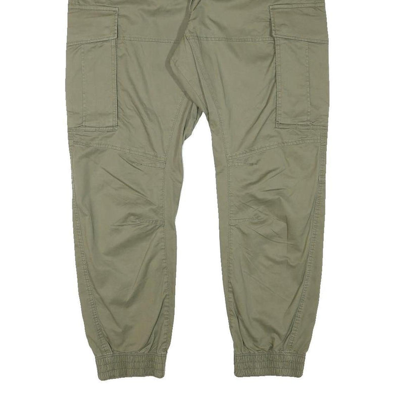 H&M Mens Cotton Blend Olive Relaxed Cargo Trousers W38 L30 Drawstring Waist