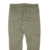 H&M Mens Cotton Blend Olive Relaxed Cargo Trousers W38 L30 Drawstring Waist