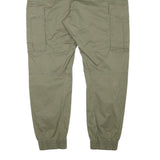 H&M Mens Cotton Blend Olive Relaxed Cargo Trousers W38 L30 Drawstring Waist