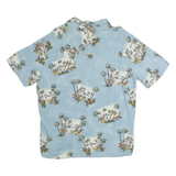 ISLAND SHORES Mens Blue Hawaiian Shirt L Cotton Tropical Palm Trees Casual