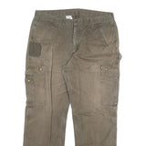CARHARTT Mens Jeans Khaki Relaxed Straight Cotton Blend W38 L32 Workwear Zip