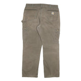 CARHARTT Mens Jeans Khaki Relaxed Straight Cotton Blend W38 L32 Workwear Zip