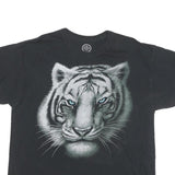 DOM Mens Black Graphic T-Shirt XL Short Sleeve Crew Neck Cotton Blend Tiger