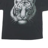 DOM Mens Black Graphic T-Shirt XL Short Sleeve Crew Neck Cotton Blend Tiger