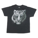 DOM Mens Black Graphic T-Shirt XL Short Sleeve Crew Neck Cotton Blend Tiger