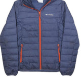 COLUMBIA Mens Blue Jacket S Polyester Lightweight Puffer Hooded Zip Outdoor