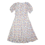 BODEN Womens White Floral Cotton Blend Fit & Flare Midi Dress UK 10 V-Neck