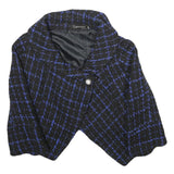 LAUREEN Womens Black & Blue Jacket UK 16 Woven Check Button Cropped Stylish