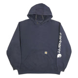 CARHARTT Mens Blue Hoodie XL Sleeve Logo Cotton Blend Pullover Casual