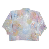 Womens Pastel Multi Colour Abstract Print Cotton Blend Button Jacket L