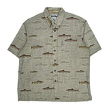 River Lodge Columbia Short Sleeve Shirt - Large Beige Cotton