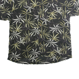 JOE MARLIN Mens Black Green Leaf Print Cotton Blend Shirt XL Casual Summer Style