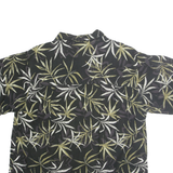 JOE MARLIN Mens Black Green Leaf Print Cotton Blend Shirt XL Casual Summer Style