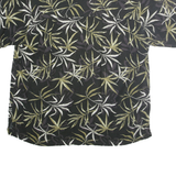 JOE MARLIN Mens Black Green Leaf Print Cotton Blend Shirt XL Casual Summer Style