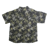 JOE MARLIN Mens Black Green Leaf Print Cotton Blend Shirt XL Casual Summer Style