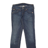 TRUE RELIGION Womens Slim Blue Denim Raw Hem Jeans W27 L32 Stylish Detail