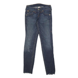 TRUE RELIGION Womens Slim Blue Denim Raw Hem Jeans W27 L32 Stylish Detail