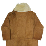 Womens Beige Faux Shearling Button Jacket L Polyester Plain Warm Cozy