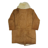 Womens Beige Faux Shearling Button Jacket L Polyester Plain Warm Cozy