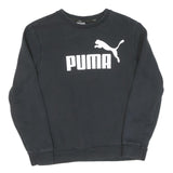 PUMA Mens Black Cotton Crew Neck S Sweatshirt Logo Print Casual Pullover