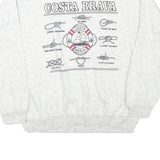 Mens White Costa Brava Cotton Blend Sweatshirt S Crew Neck Casual Style