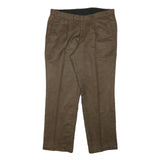Brown Mens Regular Fit Polyester Trousers W36 L29 Classic Zip Closure Pockets