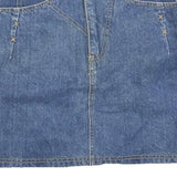 BIG SPADE Womens Blue Denim Mini Cotton Blend Skirt XXS Casual Everyday