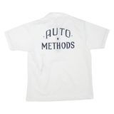 Mens White Basic Polyester Blend Polo Shirt Short Sleeve Zip Collar M Casual