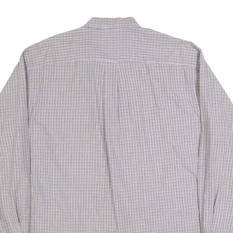 NAUTICA Mens Grey & Red Check Cotton Shirt XL Button-Down Collar Casual