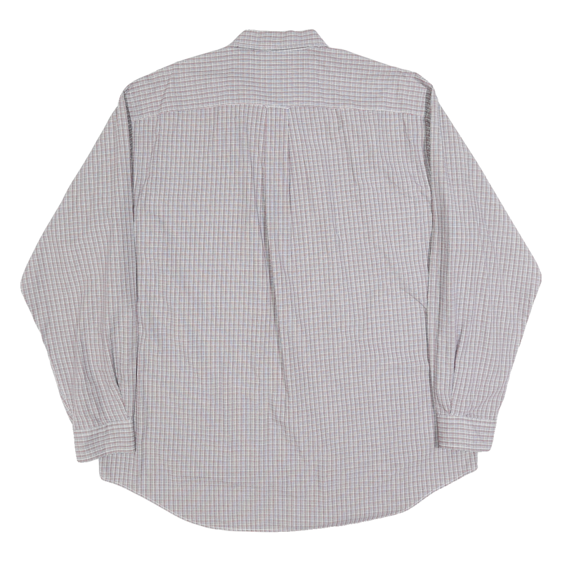 NAUTICA Mens Grey & Red Check Cotton Shirt XL Button-Down Collar Casual