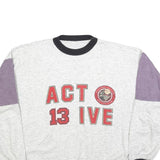 Mens White & Purple Active 13 Sweatshirt XL Crew Neck Casual Cotton Blend