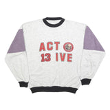 Mens White & Purple Active 13 Sweatshirt XL Crew Neck Casual Cotton Blend