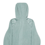 ADIDAS Womens Blue Zip Up Hoodie Jacket UK 14 Polyester Plain Hooded Sportswear