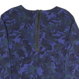 NIKE Womens Blue & Black Camouflage Crew Neck Sweatshirt S Cotton Blend