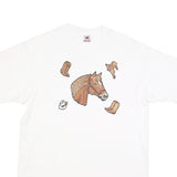 FRUIT OF THE LOOM Womens White Horse Graphic T-Shirt L Short Sleeve Crew Neck