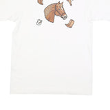 FRUIT OF THE LOOM Womens White Horse Graphic T-Shirt L Short Sleeve Crew Neck