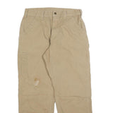 DICKIES Mens Cotton Blend Beige Regular Fit Straight Leg Trousers W33 L30