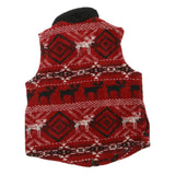TRUE GRIT Womens Red Black & White Fleece Zip Jacket M Geometric Reindeer