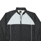 NIKE Womens Black & Light Grey Quilted Track Jacket M Polyester Blend Zip