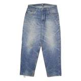 TOMMY JEANS Mens Regular Fit Blue Denim Jeans W36 L30 Classic Cotton Zip