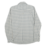 JACK AND JONES Mens Blue & White Checked Shirt M Casual Cotton Blend Long Sleeve