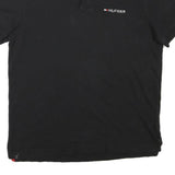 TOMMY HILFIGER Mens Black Short Sleeve Plain Polo Shirt M Classic Fit Logo