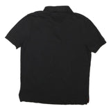 TOMMY HILFIGER Mens Black Short Sleeve Plain Polo Shirt M Classic Fit Logo