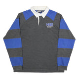 PENNANT Mens Grey & Blue Rugby Long Sleeve Plain XL Cotton Blend Polo Shirt