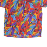BIG COMPANY Womens Orange & Purple Printed Short Sleeve Button Neck Top XL