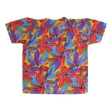 BIG COMPANY Womens Orange & Purple Printed Short Sleeve Button Neck Top XL