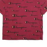 CHAMPION Mens Red & Orange Graphic T-Shirt XL Short Sleeve Crew Neck Logo Print